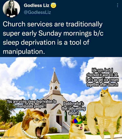 image tagged in church,twitter,athiest,religion,doge | made w/ Imgflip meme maker