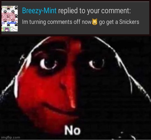 can someone turn the comments back on lmao | image tagged in gru no | made w/ Imgflip meme maker