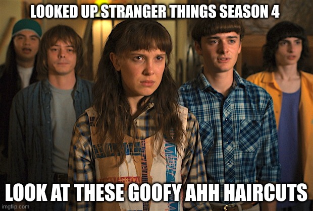 LOOKED UP STRANGER THINGS SEASON 4; LOOK AT THESE GOOFY AHH HAIRCUTS | made w/ Imgflip meme maker