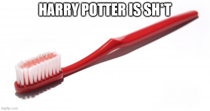 IT is sh*t | HARRY POTTER IS SH*T | image tagged in toothbrush meme,memes | made w/ Imgflip meme maker