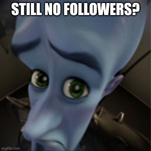 Megamind peeking | STILL NO FOLLOWERS? | image tagged in megamind peeking | made w/ Imgflip meme maker