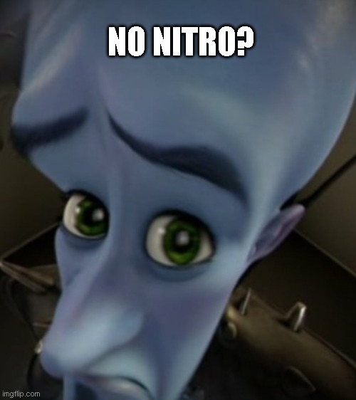 NO NITRO!?! | NO NITRO? | image tagged in discord | made w/ Imgflip meme maker