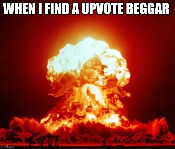 Nuke | WHEN I FIND A UPVOTE BEGGAR | image tagged in nuke | made w/ Imgflip meme maker