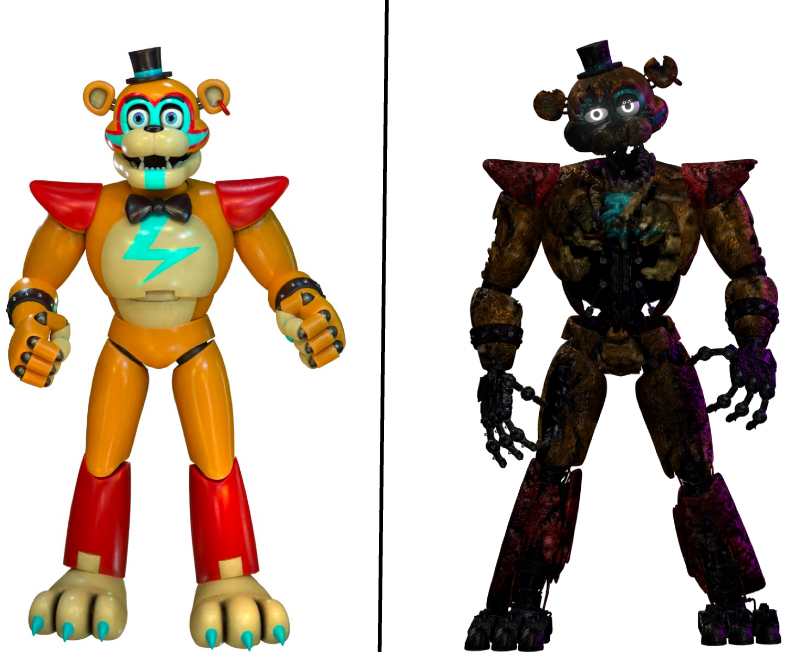 High Quality Glamrock Freddy V.S. Shattered Glamrock Freddy Blank Meme Template