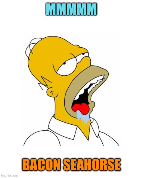 Homer Simpson Drooling | MMMMM BACON SEAHORSE | image tagged in homer simpson drooling | made w/ Imgflip meme maker