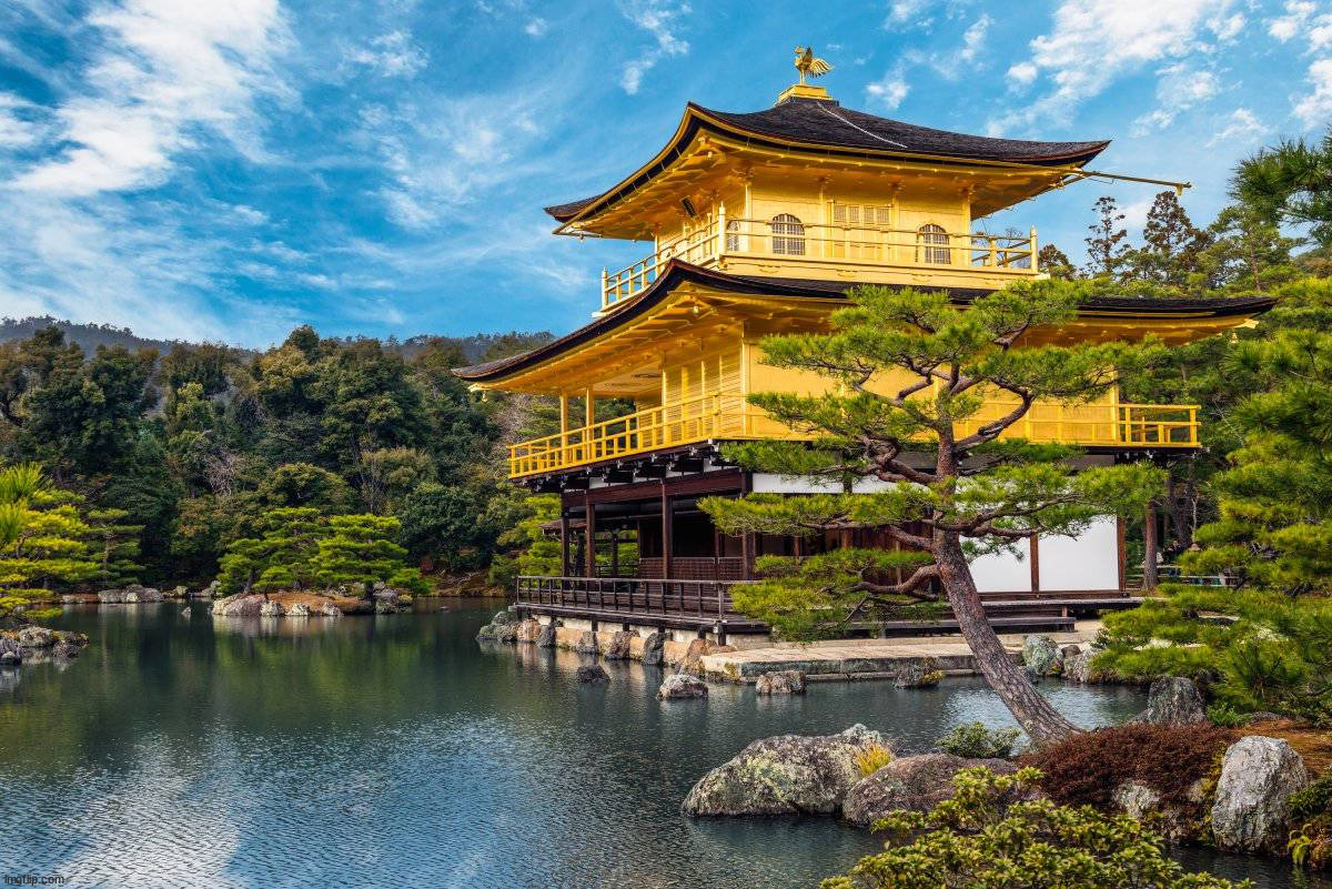 Golden Pavilion, is a Zen Buddhist temple in Kyoto, Japan | image tagged in awesome | made w/ Imgflip meme maker