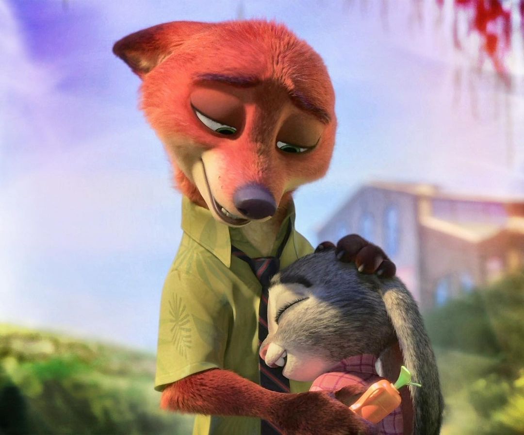 Nick Wilde comforting Judy Hopps Blank Meme Template