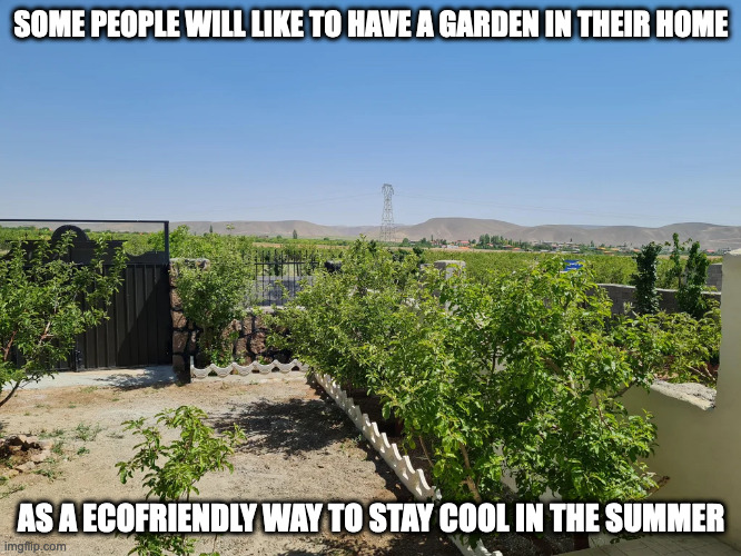 Garden in the Home | SOME PEOPLE WILL LIKE TO HAVE A GARDEN IN THEIR HOME; AS A ECOFRIENDLY WAY TO STAY COOL IN THE SUMMER | image tagged in memes,garden,house | made w/ Imgflip meme maker