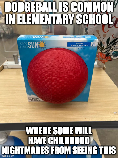 Red Rubber Ball | DODGEBALL IS COMMON IN ELEMENTARY SCHOOL; WHERE SOME WILL HAVE CHILDHOOD NIGHTMARES FROM SEEING THIS | image tagged in dodgeball,memes | made w/ Imgflip meme maker