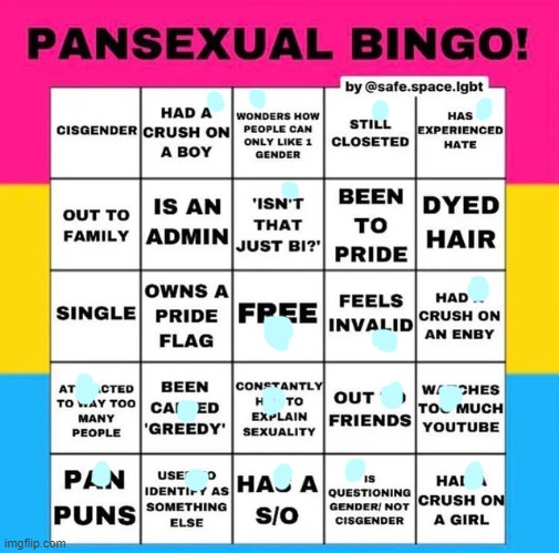 Pansexual Bingo | image tagged in pansexual bingo | made w/ Imgflip meme maker