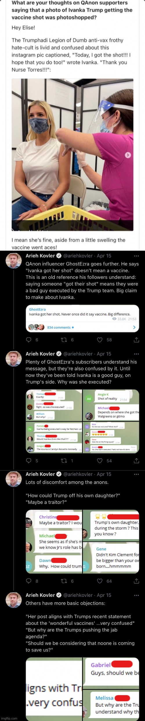 Ivanka Trump “got her shot.” Never once did it say “vaccine.” Is there more to this? Qanon investigates. | image tagged in ivanka trump smart,ivanka trump vaccinated qanon 1,ivanka trump vaccinated qanon 2 | made w/ Imgflip meme maker