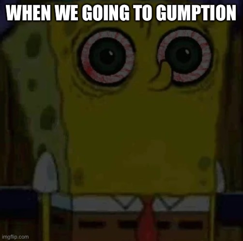 WHEN WE GOING TO GUMPTION | image tagged in spongebob bootleg | made w/ Imgflip meme maker