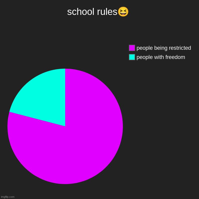 im bored at school | school rules? | people with freedom , people being restricted | image tagged in charts,pie charts | made w/ Imgflip chart maker