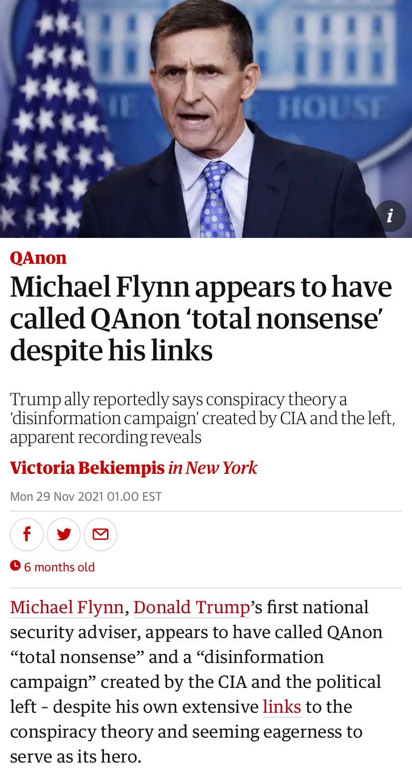 Michael Flynn calls QAnon nonsense Blank Meme Template