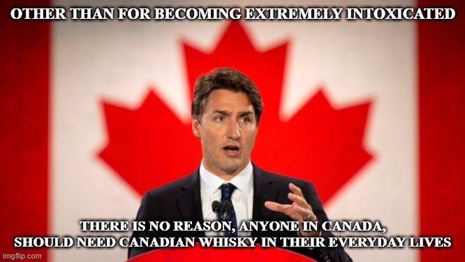 Canadian Hunting Companion | OTHER THAN FOR BECOMING EXTREMELY INTOXICATED; THERE IS NO REASON, ANYONE IN CANADA, SHOULD NEED CANADIAN WHISKY IN THEIR EVERYDAY LIVES | image tagged in justin trudeau,hunting,gun control,ice hockey,maple syrup,toronto blue jays | made w/ Imgflip meme maker