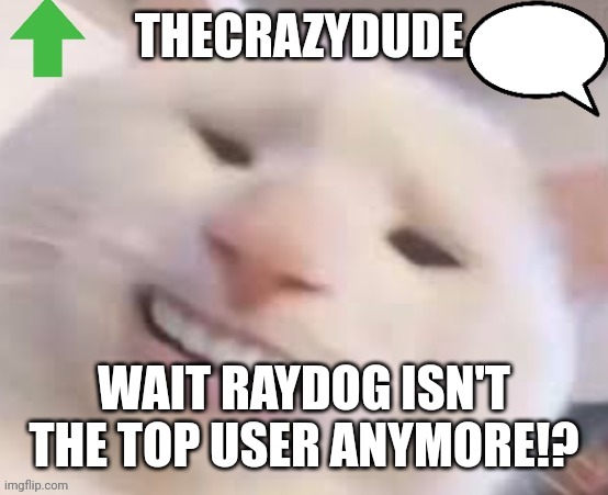 TheCrazyDude Temp 2022 | WAIT RAYDOG ISN'T THE TOP USER ANYMORE!? | image tagged in thecrazydude temp 2022 | made w/ Imgflip meme maker