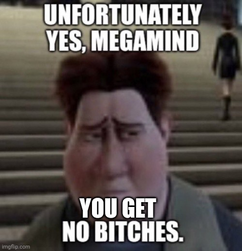 unfortunately yes, megamind no bitches | YOU GET | image tagged in unfortunately yes megamind no bitches | made w/ Imgflip meme maker