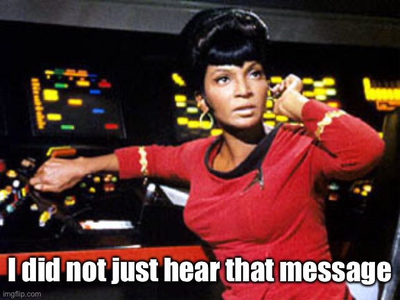 uhura | I did not just hear that message | image tagged in uhura | made w/ Imgflip meme maker