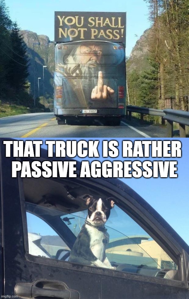 THAT TRUCK IS RATHER 
PASSIVE AGGRESSIVE | image tagged in passive aggressive driver | made w/ Imgflip meme maker