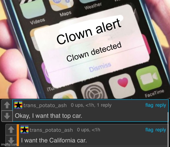 Clown alert; Clown detected | image tagged in memes,presidential alert | made w/ Imgflip meme maker