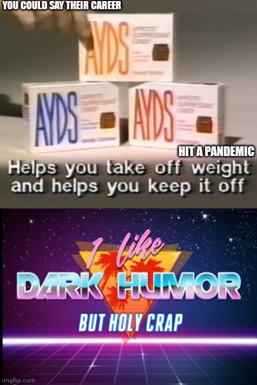 A sick meme | YOU COULD SAY THEIR CAREER; HIT A PANDEMIC | image tagged in aids | made w/ Imgflip meme maker