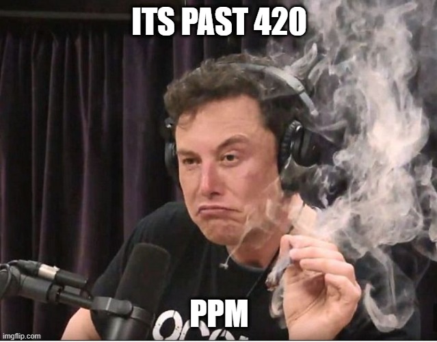 Elon Musk smoking a joint | ITS PAST 420; PPM | image tagged in elon musk smoking a joint,elonmusk | made w/ Imgflip meme maker