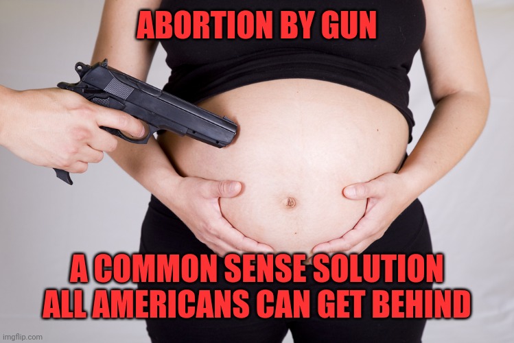 Abortion by gun | ABORTION BY GUN A COMMON SENSE SOLUTION ALL AMERICANS CAN GET BEHIND | image tagged in abortion by gun | made w/ Imgflip meme maker