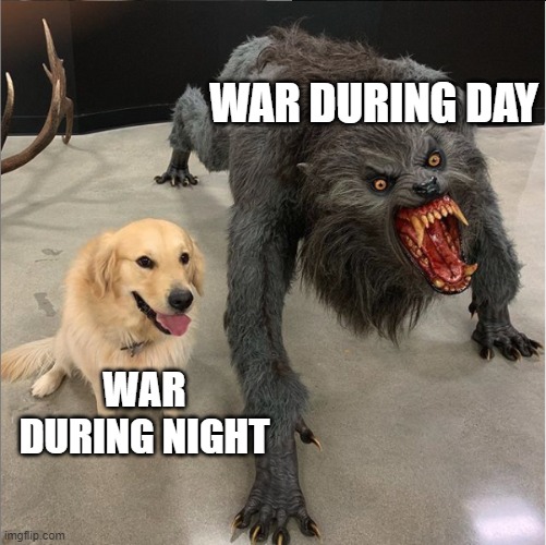 The Moldovan -Transdniestrian War | WAR DURING DAY; WAR DURING NIGHT | image tagged in dog vs werewolf,history,war,1992 | made w/ Imgflip meme maker