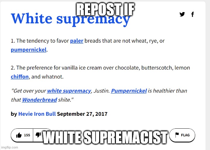 REPOST IF; WHITE SUPREMACIST | made w/ Imgflip meme maker