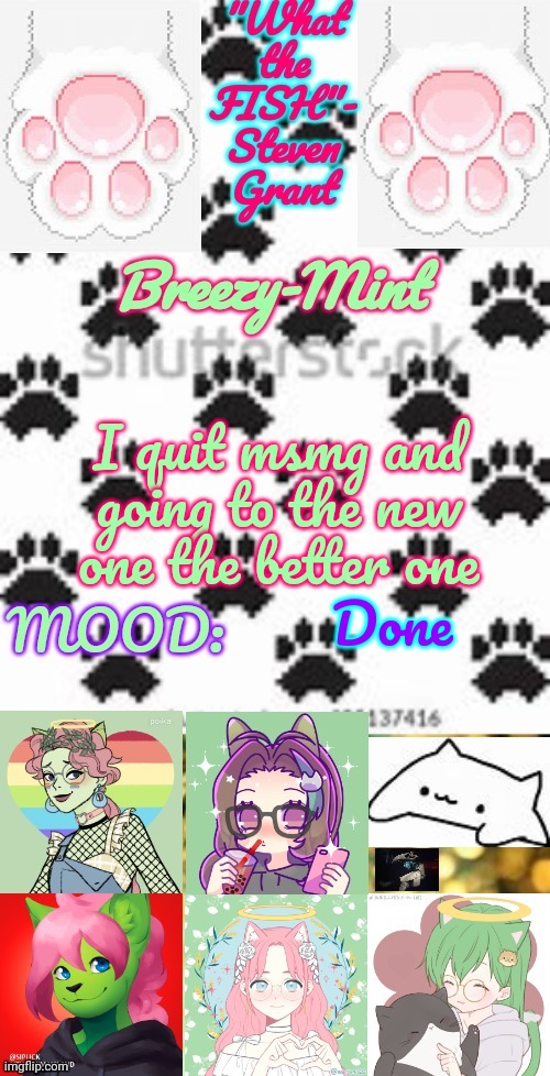 Breezy-Mint | I quit msmg and going to the new one the better one; Done | image tagged in breezy-mint | made w/ Imgflip meme maker