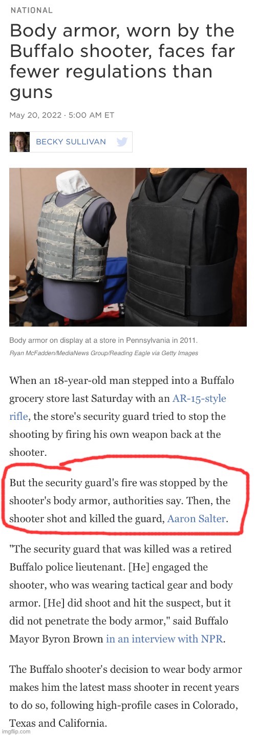 Body armor, worn by the Buffalo shooter, faces far fewer regulations than  guns : NPR