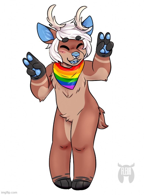 By Fleurfurr | image tagged in furry,femboy,cute,adorable,gay,pride | made w/ Imgflip meme maker