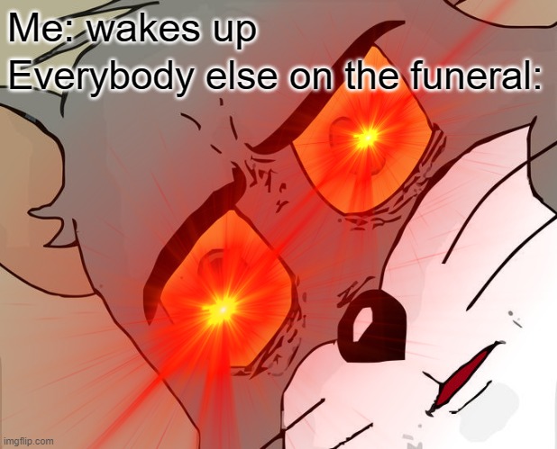 hol up | Me: wakes up; Everybody else on the funeral: | image tagged in funeral,wake up,hold up wait a minute something aint right | made w/ Imgflip meme maker