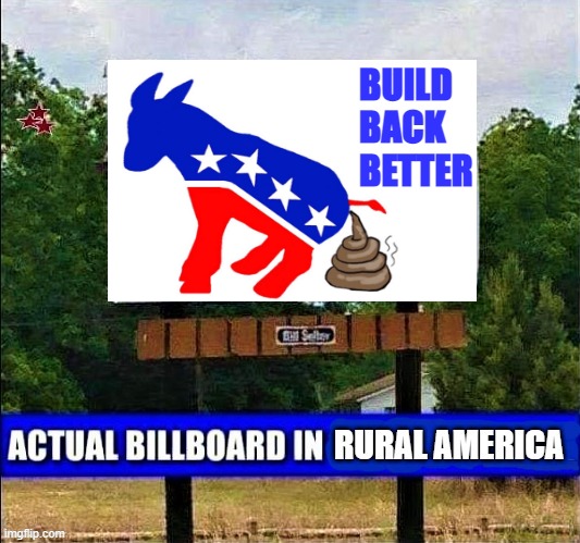 democrat billboard | BUILD
BACK
BETTER | image tagged in political humor,joe biden,build back better,billboard,donkey,america | made w/ Imgflip meme maker
