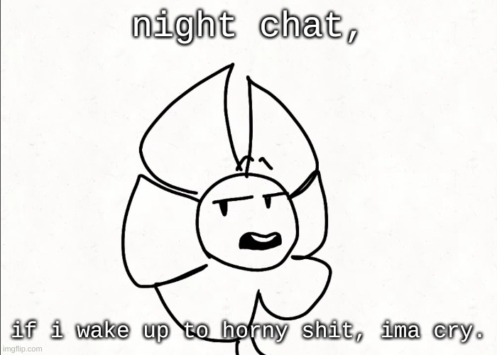 . | night chat, if i wake up to horny shit, ima cry. | made w/ Imgflip meme maker