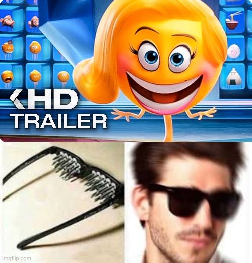 creepy smile | image tagged in smiler emoji movie,spiked glasses,memes | made w/ Imgflip meme maker