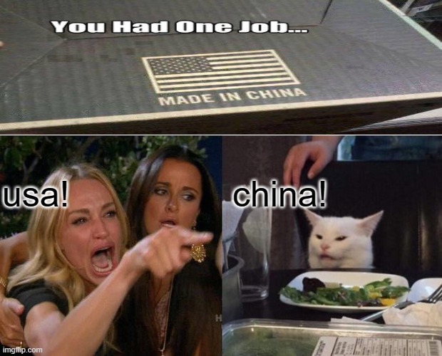 chusa | usa! china! | image tagged in memes,woman yelling at cat | made w/ Imgflip meme maker