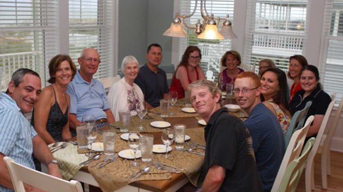 High Quality White family welcomes you back at dinner table Blank Meme Template