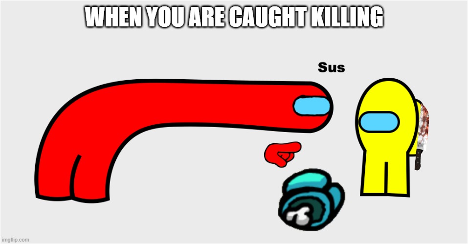 caught in the act | WHEN YOU ARE CAUGHT KILLING | image tagged in among us sus | made w/ Imgflip meme maker
