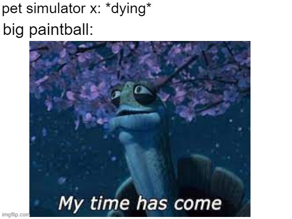 with psx dying.... | pet simulator x: *dying*; big paintball: | image tagged in memes | made w/ Imgflip meme maker