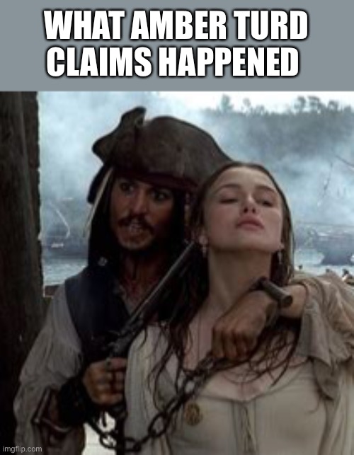 Amber Turd | WHAT AMBER TURD CLAIMS HAPPENED | image tagged in amber turd | made w/ Imgflip meme maker