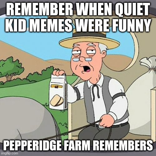 i member | REMEMBER WHEN QUIET KID MEMES WERE FUNNY; PEPPERIDGE FARM REMEMBERS | image tagged in memes,pepperidge farm remembers | made w/ Imgflip meme maker