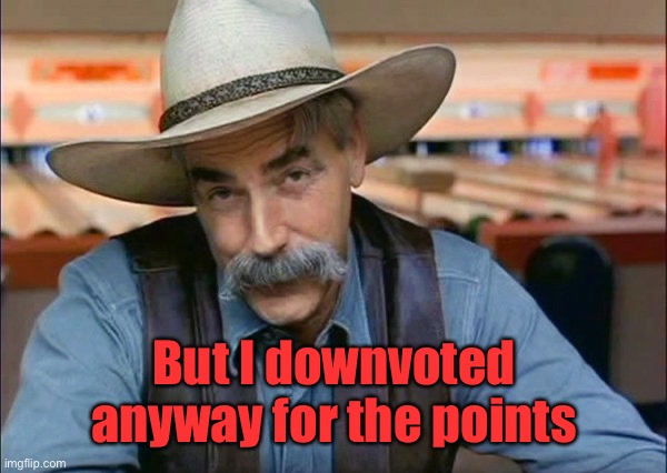 Sam Elliott special kind of stupid | But I downvoted anyway for the points | image tagged in sam elliott special kind of stupid | made w/ Imgflip meme maker