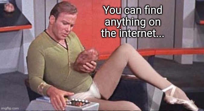 Kirk bare legs and ham | You can find anything on the internet... | image tagged in kirk bare legs and ham | made w/ Imgflip meme maker
