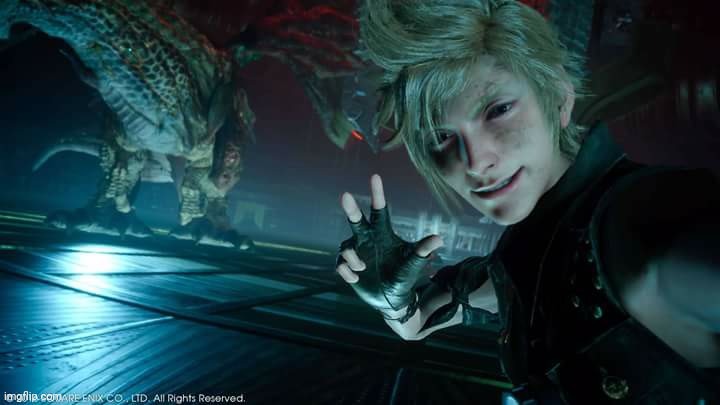 Prompto: The Badly Timed Selfie | image tagged in prompto the badly timed selfie | made w/ Imgflip meme maker