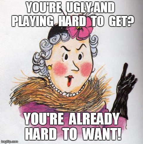 YOU'RE  UGLY AND  PLAYING  HARD  TO  GET? YOU'RE  ALREADY HARD  TO  WANT! | image tagged in funny | made w/ Imgflip meme maker