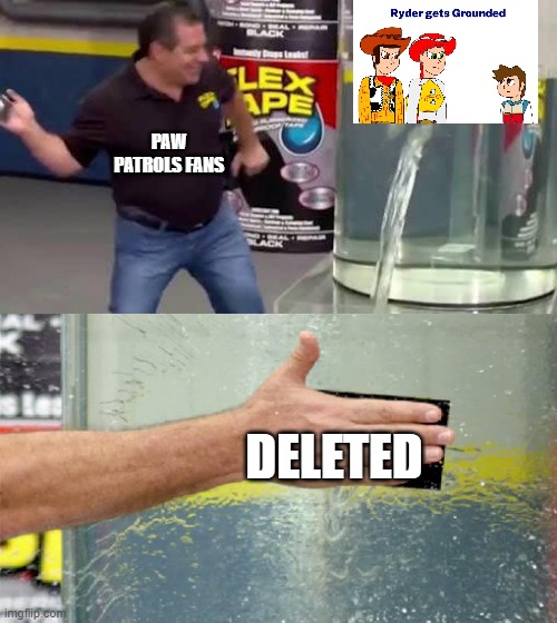 No more of this | PAW PATROLS FANS; DELETED | image tagged in flex tape,paw patrol | made w/ Imgflip meme maker