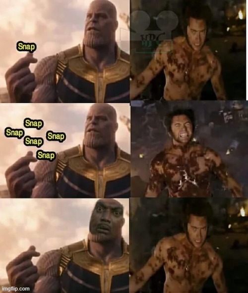 Somebody Bout to Take a Claw | image tagged in thanos,wolverine | made w/ Imgflip meme maker