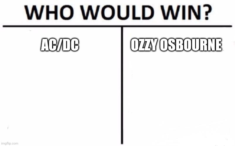 Who Would Win? | AC/DC; OZZY OSBOURNE | image tagged in memes,who would win | made w/ Imgflip meme maker