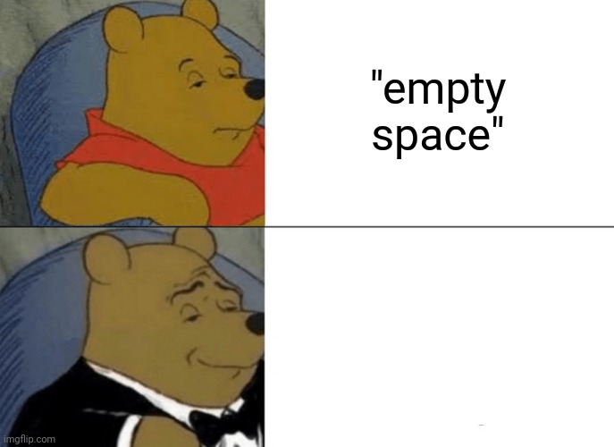 Tuxedo Winnie The Pooh | "empty space" | image tagged in memes,tuxedo winnie the pooh | made w/ Imgflip meme maker